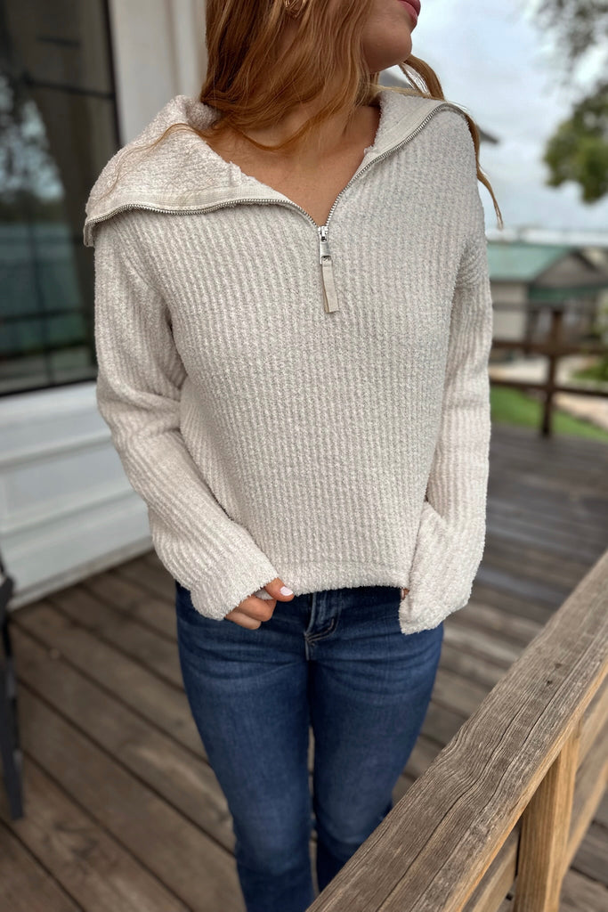 Plush Half Zip Pullover Vanilla
