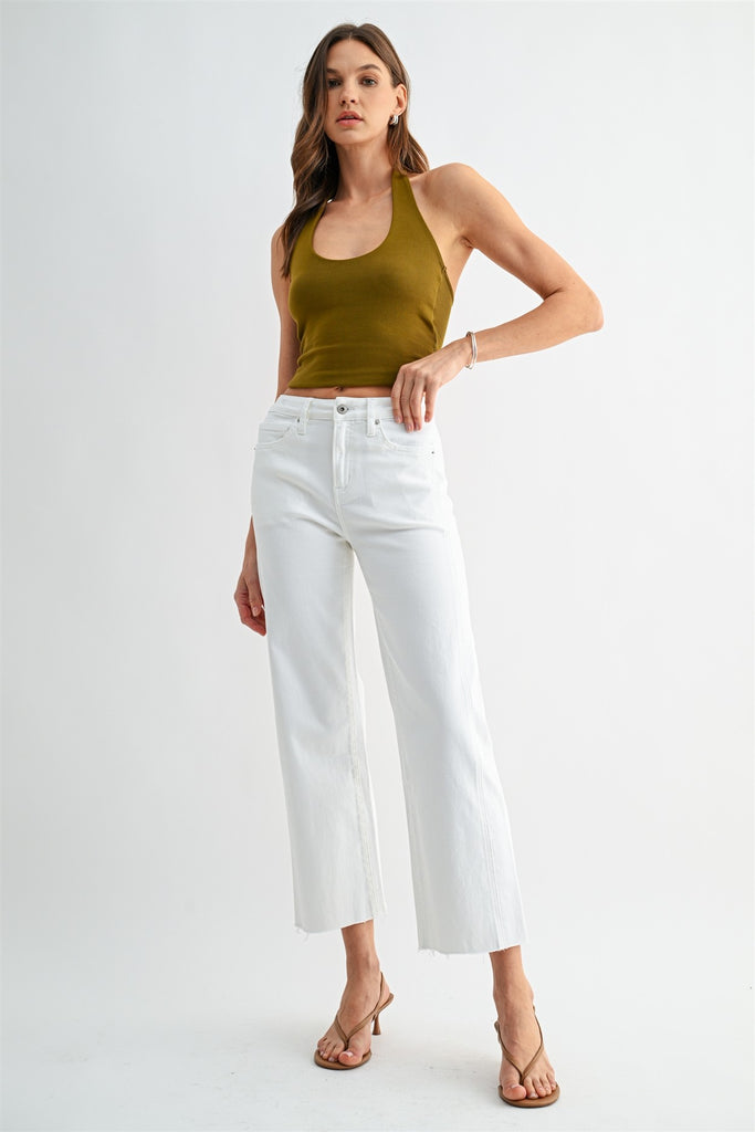 Alli Mica High Rise Straight Jeans- White