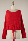 Red Boucle Sweater Tie sweater