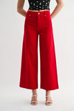 Lauren Wide Leg Ankle Jean- Red