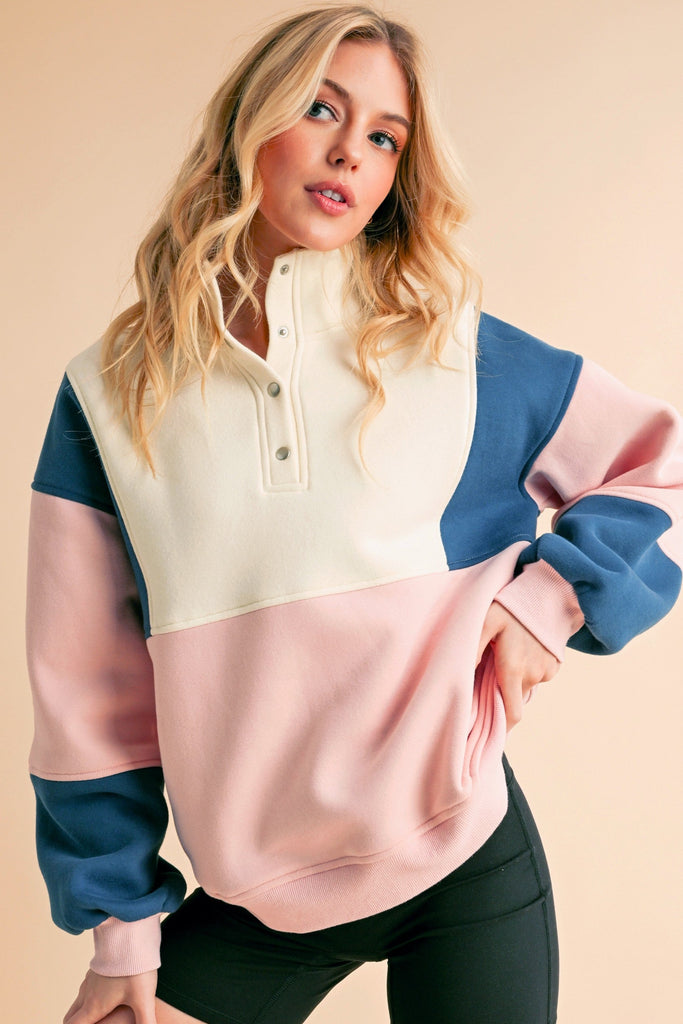 Glo Colorblock Pullover - Pink/Blue