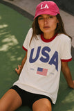 USA Ringer Tee- White