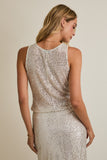 Cowl Neck Sequin Top- Champagne