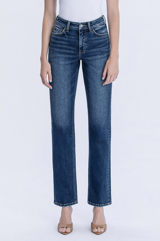 Vervet High Rise Full Lengt Straight Jeans- Dark