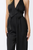 Black Halter Vest Jumpsuit