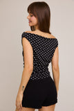 Polka Dots Off Shoulder Top - Black/White