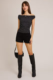 Polka Dots Off Shoulder Top - Black/White