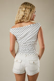 Polka Dots Off Shoulder Top - White/Black