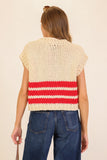 Jessica Striped Sweater Vest- Red/Cream