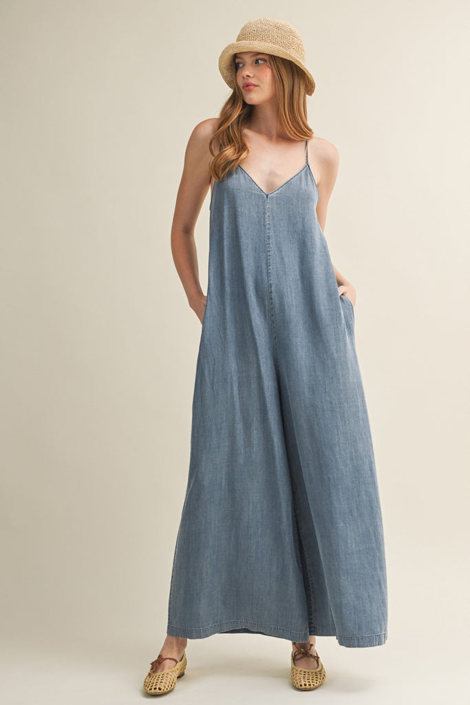 Tennessee Sleeveless Denim Jumpsuit