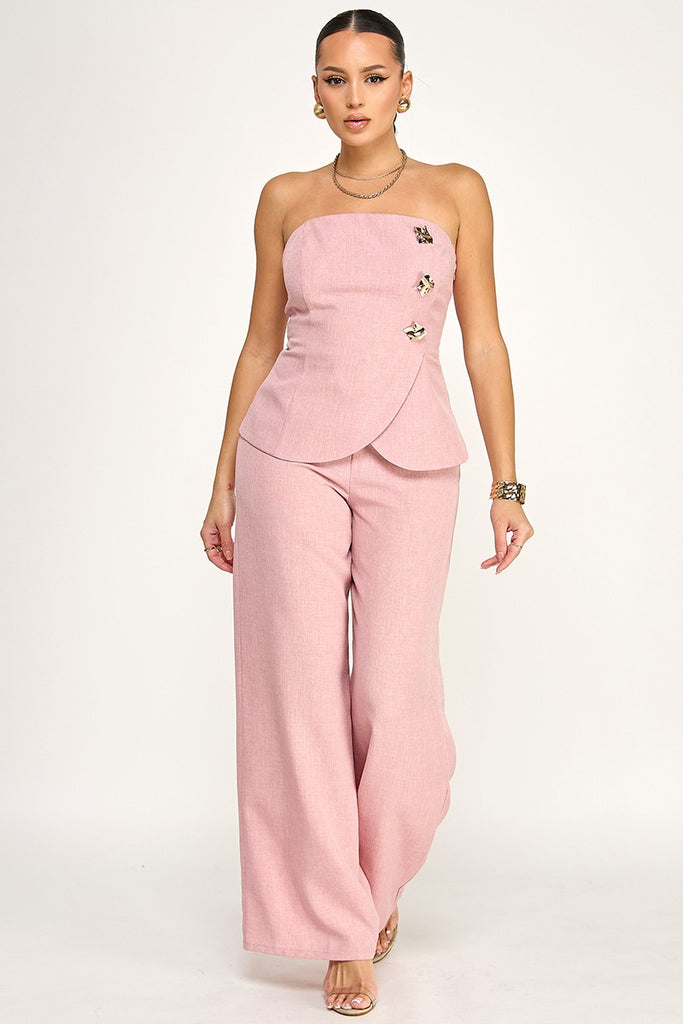Blushing Strapless Jumpsuit Pink