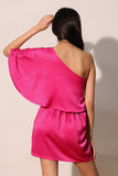 Jocelyn One Sleeve Dress- Fuchsia