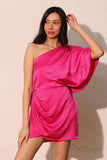Jocelyn One Sleeve Dress- Fuchsia