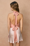 Satin Peach Halter Tank