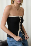 Contrast Strapless Knit- Black