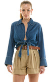 Front Tie Denim Shirt