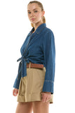 Front Tie Denim Shirt