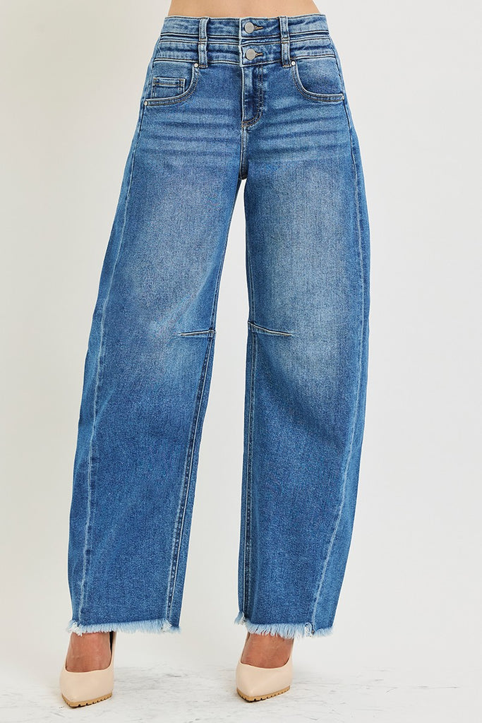 Slouchy Barrel Double Waisted Jean