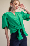 Emmy Puff Sleeve Blouse- Green