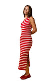 Red Striped Midi Dress