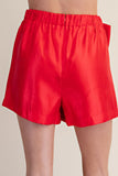 Riley Dressy Bow Shorts- Red