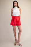 Riley Dressy Bow Shorts- Red