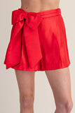 Riley Dressy Bow Shorts- Red