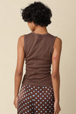 Jenny V-Neck Tank- Brown