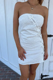 Island Strapless Bow Mini Dress - White