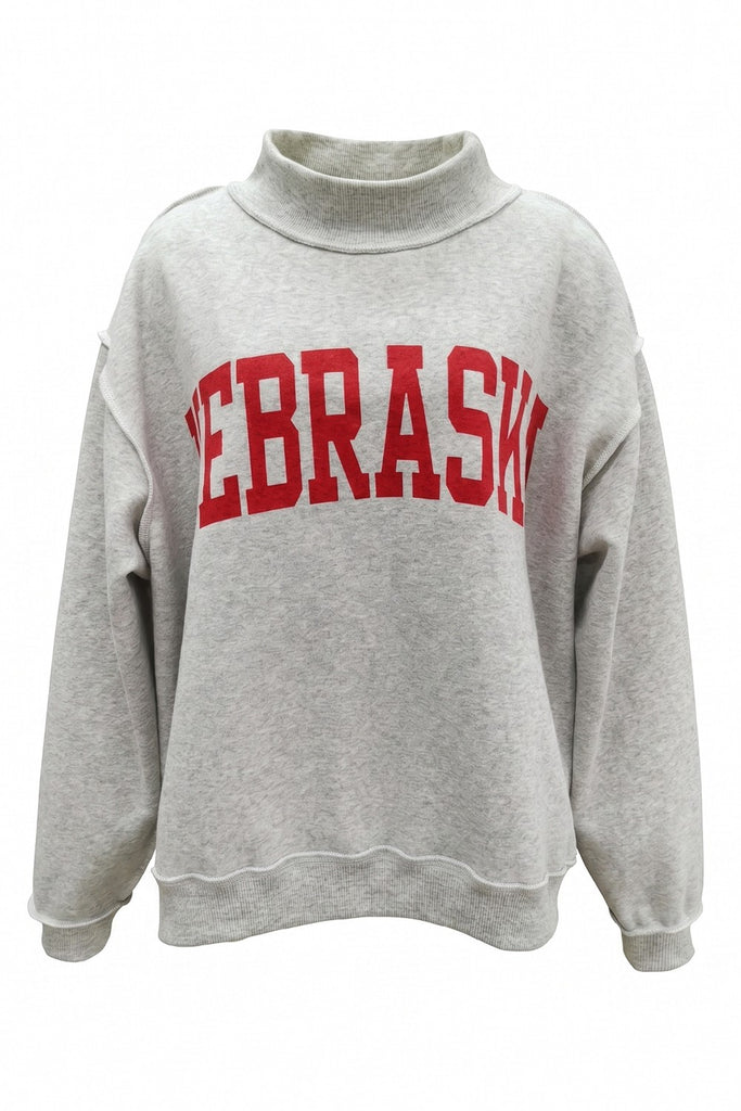 Reversible Ne or Nebraska Sweatshirt- Grey
