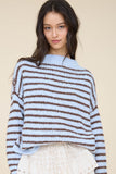 Skylar Stripe Sweater- Blue/Brown