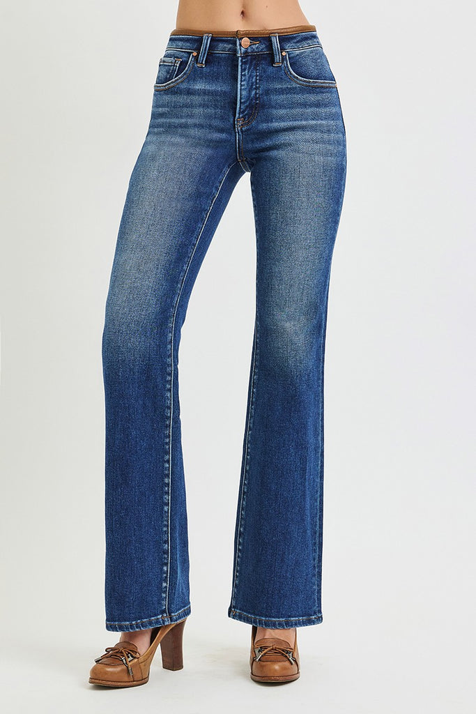 Risen Mid Rise Bootcut w/ Leather Trim
