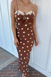 Polka Dots Maxi Dress - Sephia