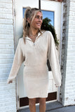 Ellen Half Zip Sweater Dress Cream-FINAL SALE
