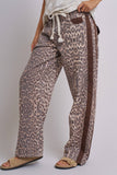 Leopard Print Wide-Leg Pants with Side Stripe: Leopard
