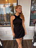 Velvet Bow Mini Dress Black