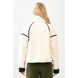 Half Zip Fleece Jacket- Ivory