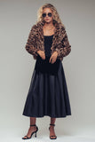 Cropped Faux Fur Leopard Print Bomber Jacket