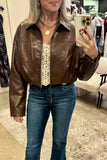 Telluride Leather Cropped Jacket Dark Chocolate