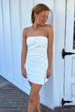 Island Strapless Bow Mini Dress - White