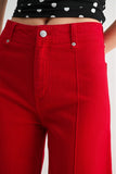 Lauren Wide Leg Ankle Jean- Red