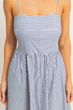 Hamptons Stripe Midi Dress- Navy