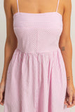 Hamptons Stripe Midi Dress- Pink