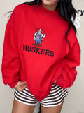 Herbie Huskers Embroidered Mockneck: Red