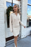 Ellen Half Zip Sweater Dress Cream-FINAL SALE