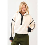 Half Zip Fleece Jacket- Ivory