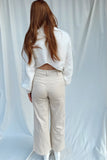 Colette Button Up Wide Leg Jeans Cream- FINAL SALE