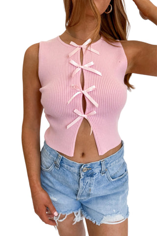 Little Satin Bow Top Pink