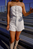 Lucky Strapless Denim Romper Ivory