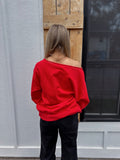 Evelyn One Shoulder Crew Red
